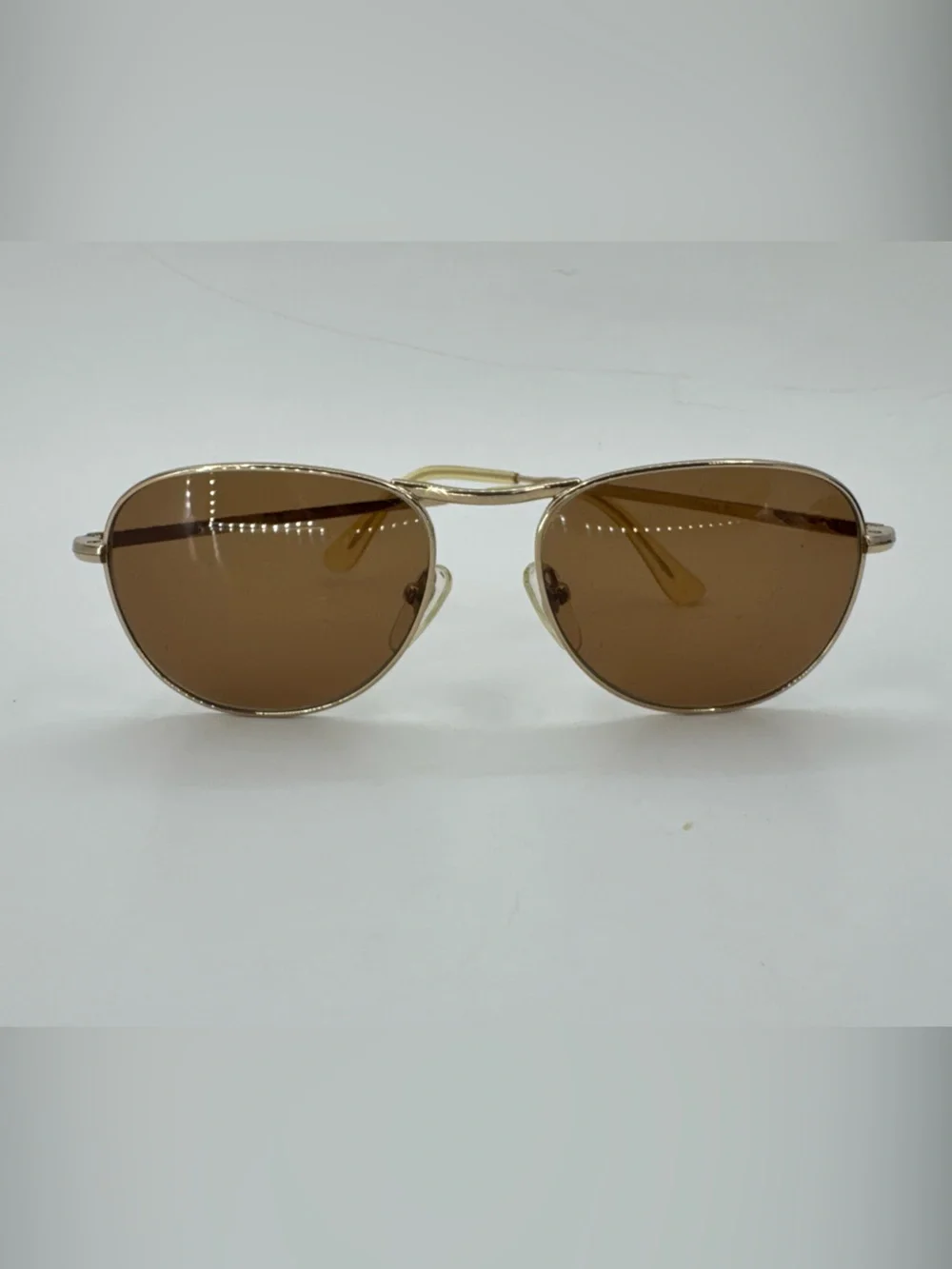 Vintage 1990s Helmut Lang Original Sunglasses Gold Tone Frame Brown Lens w/ Case